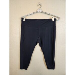 Freely Women's Solid Black Side Pocket High Waisted Cropped Leggings Size 3X‎